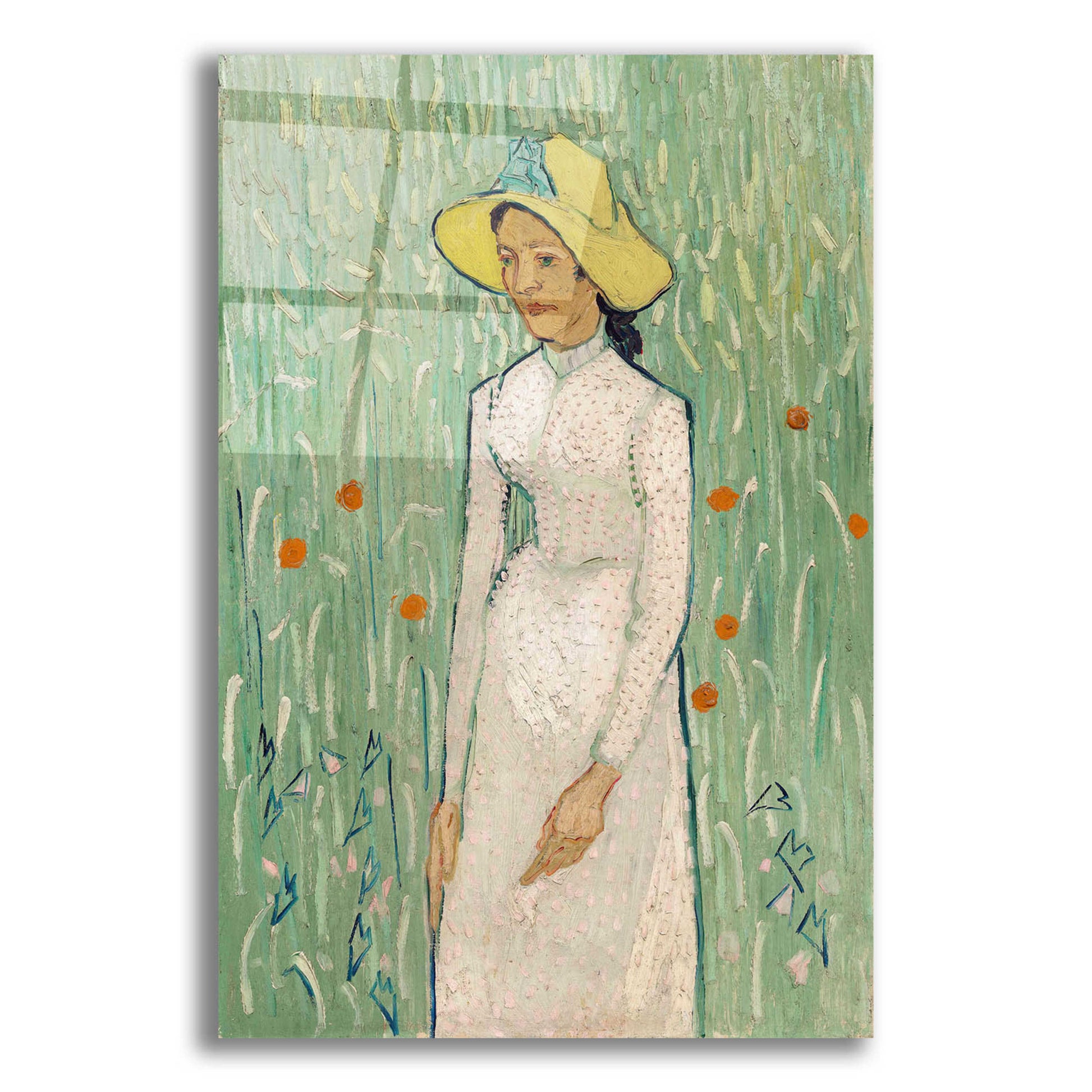 Epic Art 'Girl In White ' by Vincent Van Gogh, Acrylic Glass Wall Art,16x24