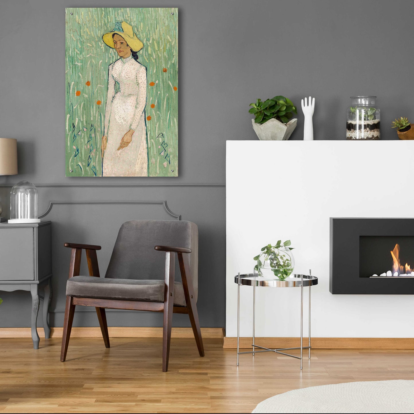 Epic Art 'Girl In White ' by Vincent Van Gogh, Acrylic Glass Wall Art,24x36