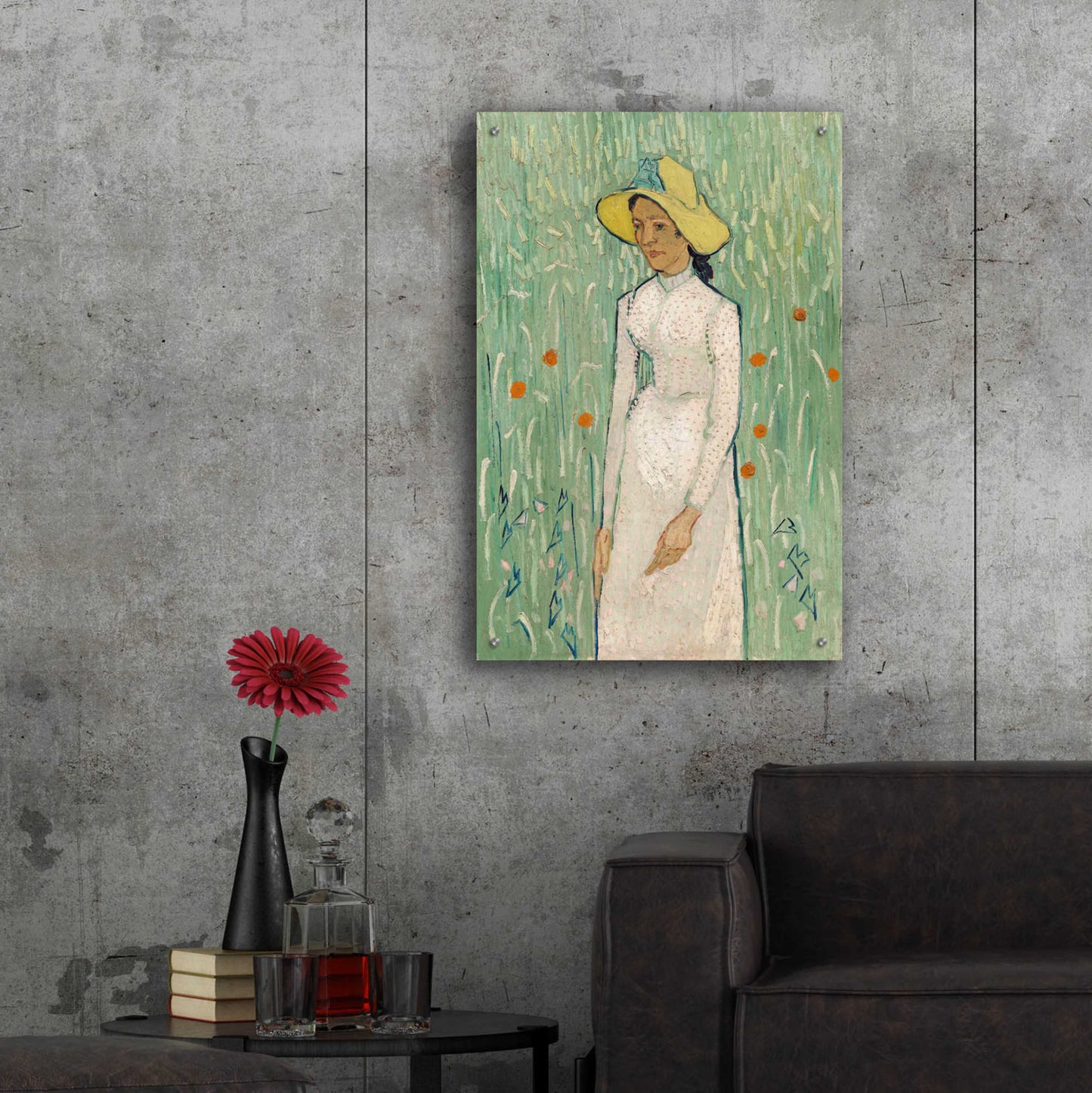 Epic Art 'Girl In White ' by Vincent Van Gogh, Acrylic Glass Wall Art,24x36