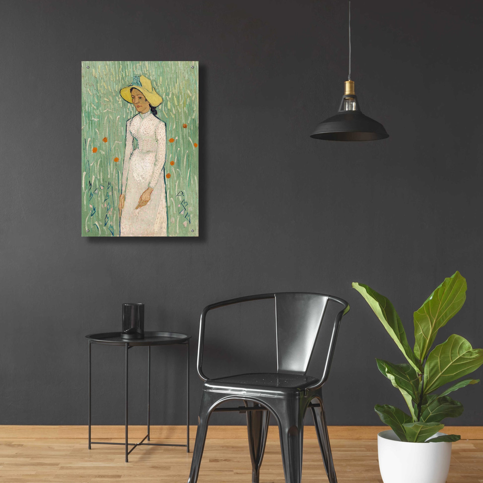 Epic Art 'Girl In White ' by Vincent Van Gogh, Acrylic Glass Wall Art,24x36