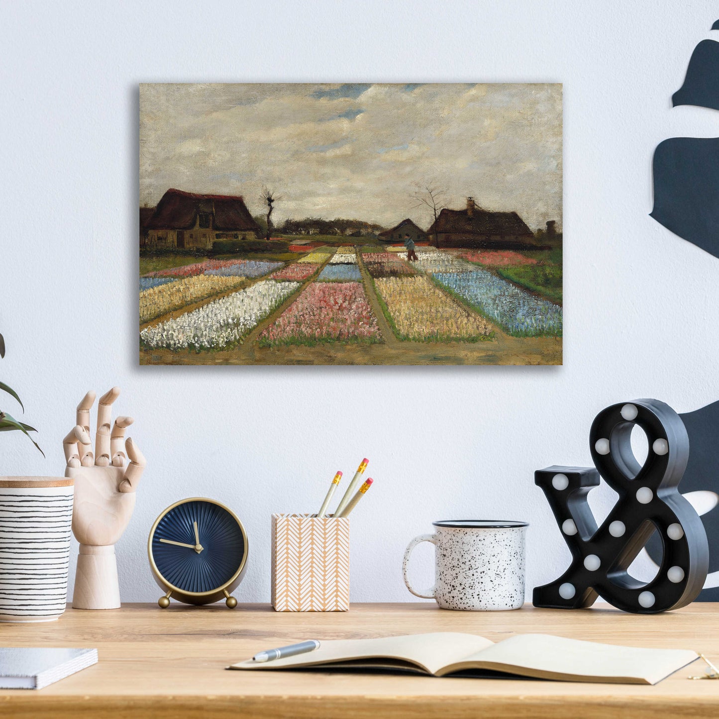 Epic Art 'Flower Beds In Holland' by Vincent Van Gogh, Acrylic Glass Wall Art,16x12