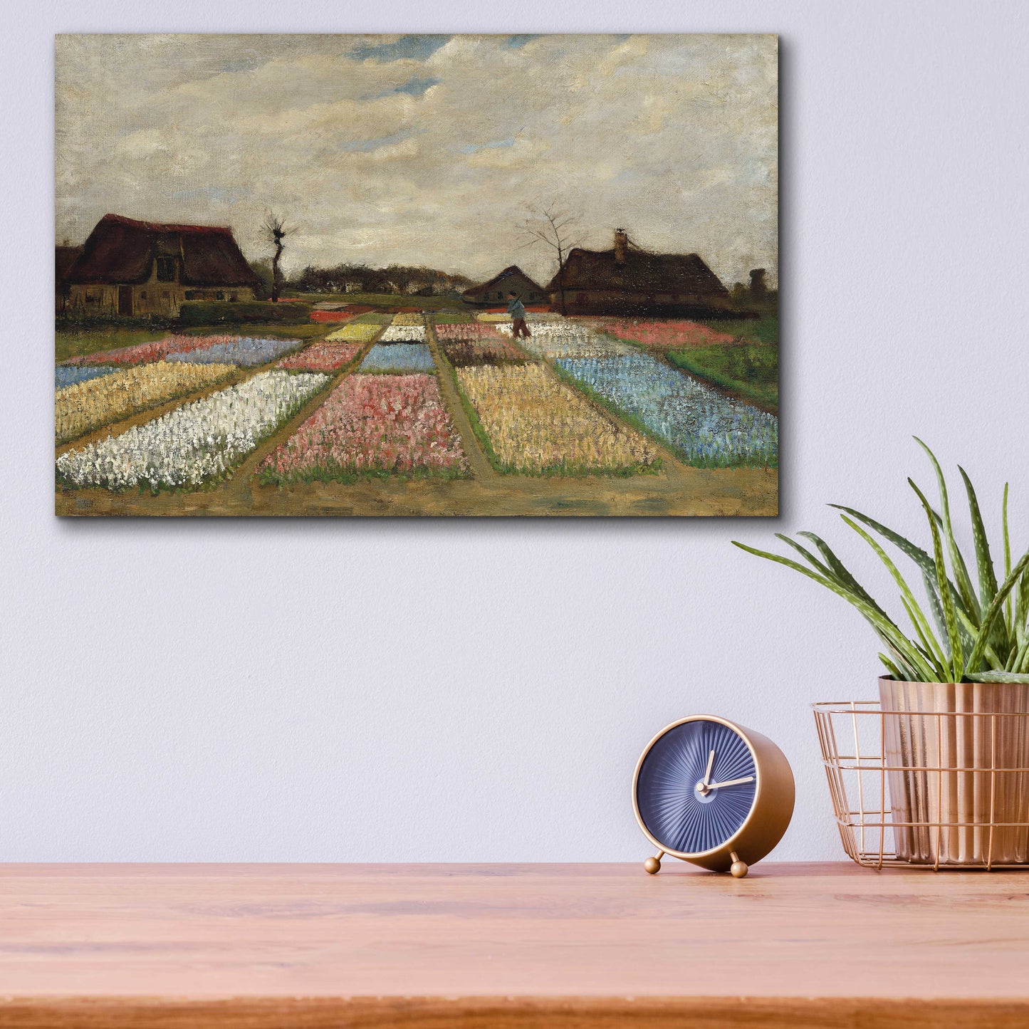 Epic Art 'Flower Beds In Holland' by Vincent Van Gogh, Acrylic Glass Wall Art,16x12