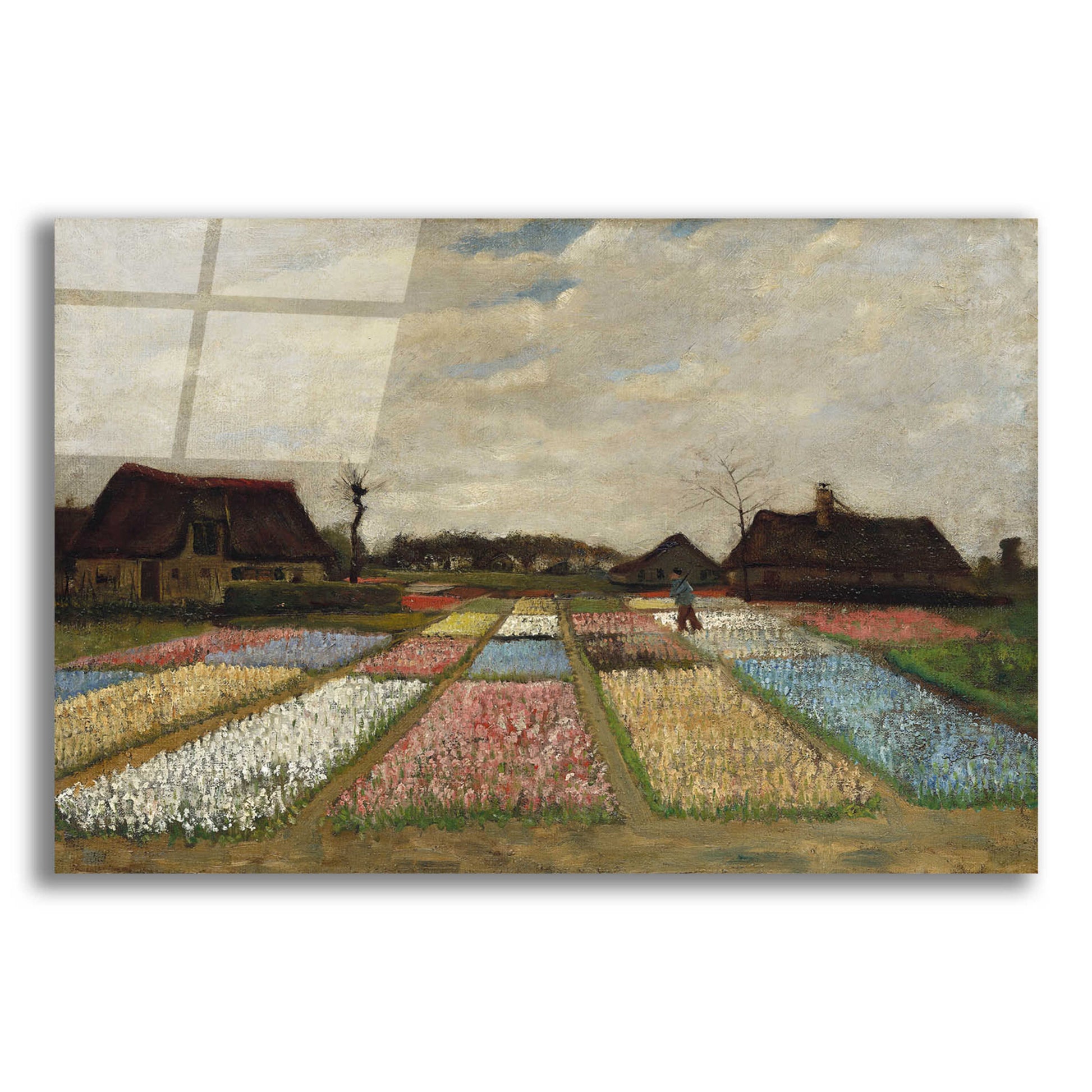 Epic Art 'Flower Beds In Holland' by Vincent Van Gogh, Acrylic Glass Wall Art,16x12