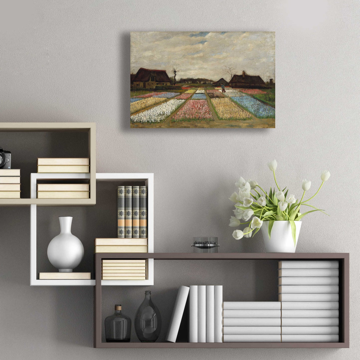 Epic Art 'Flower Beds In Holland' by Vincent Van Gogh, Acrylic Glass Wall Art,24x16