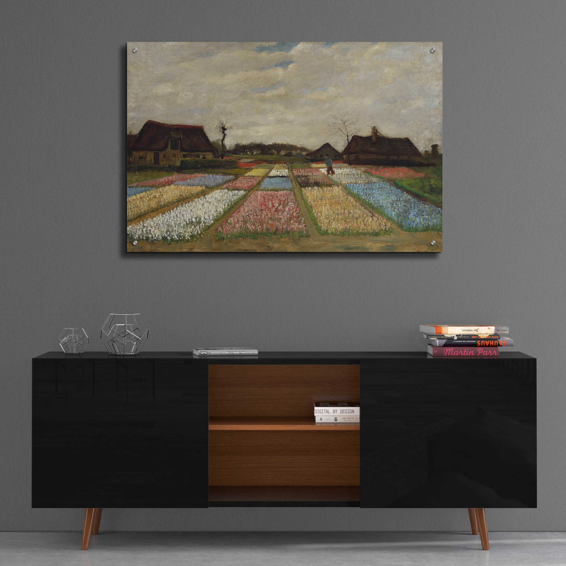 Epic Art 'Flower Beds In Holland' by Vincent Van Gogh, Acrylic Glass Wall Art,36x24