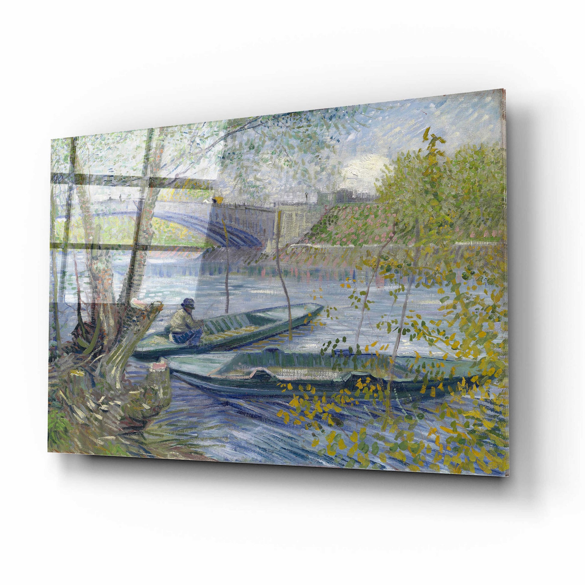 Epic Art 'Fishing In Spring, The Pont De Clichy' by Vincent Van Gogh, Acrylic Glass Wall Art,16x12