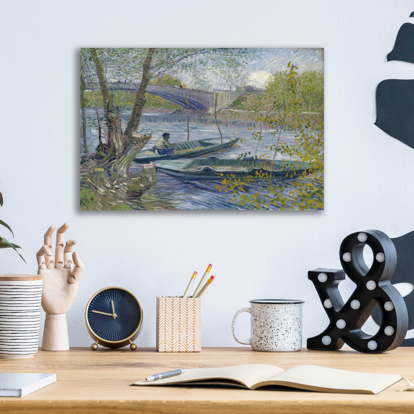 Epic Art 'Fishing In Spring, The Pont De Clichy' by Vincent Van Gogh, Acrylic Glass Wall Art,16x12