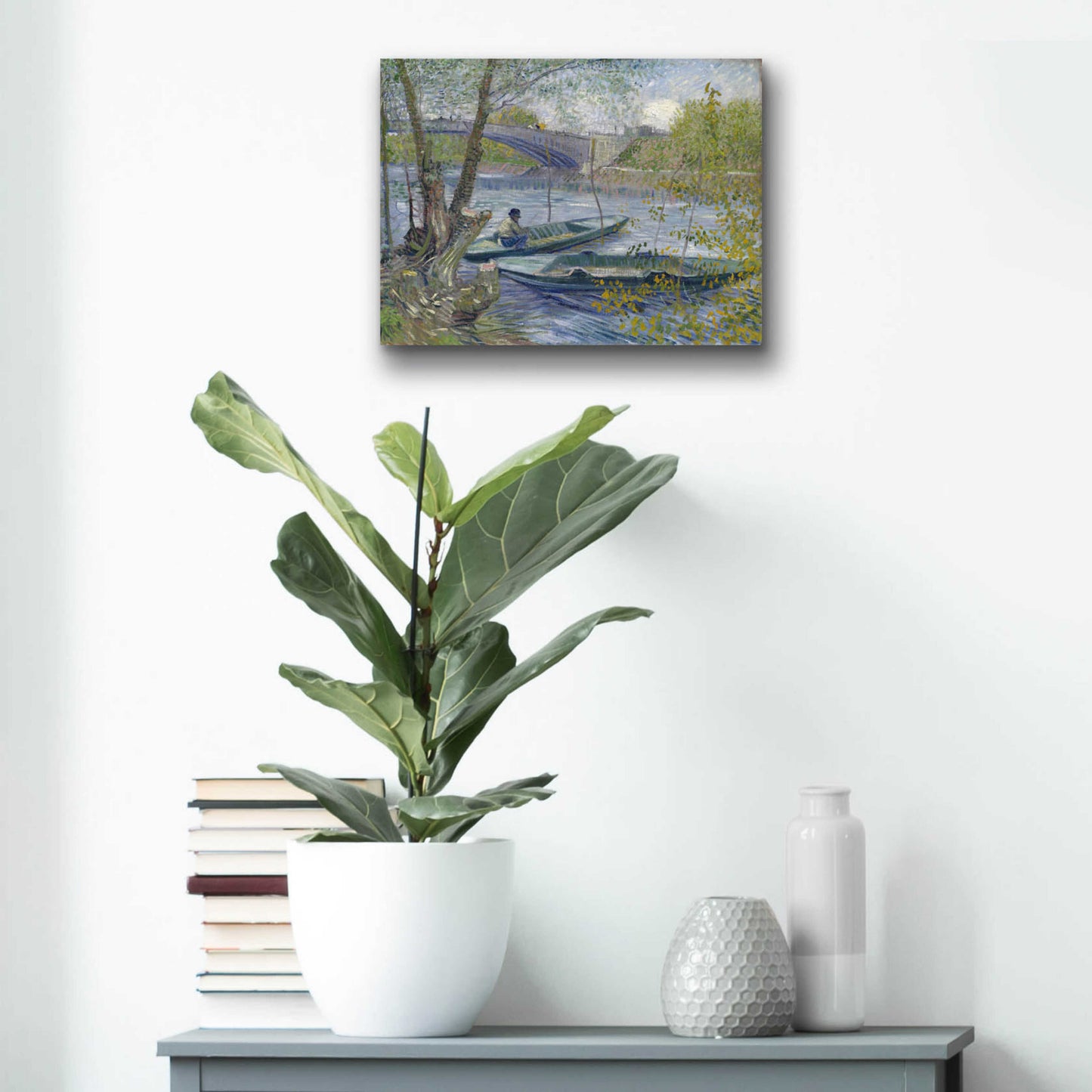 Epic Art 'Fishing In Spring, The Pont De Clichy' by Vincent Van Gogh, Acrylic Glass Wall Art,16x12