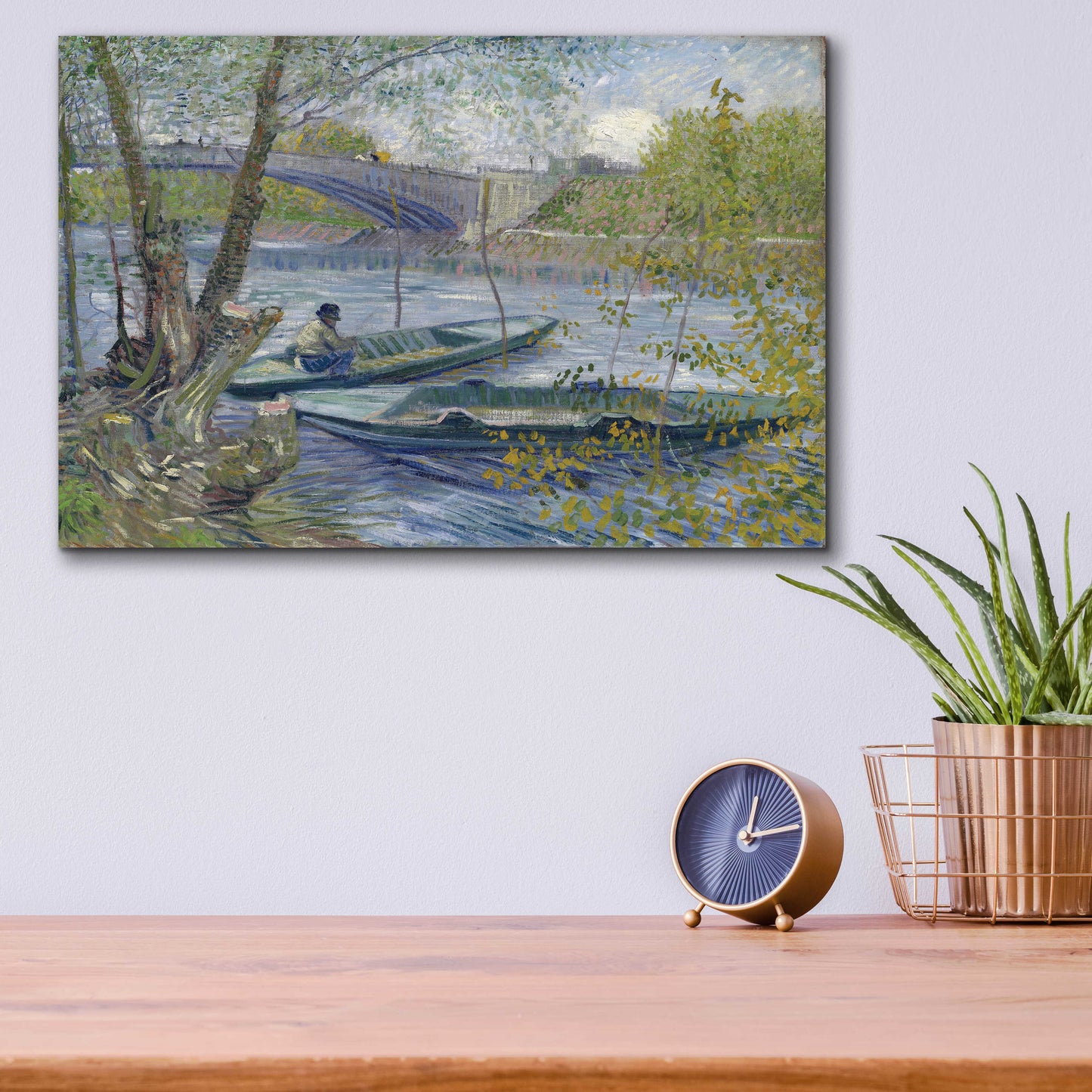 Epic Art 'Fishing In Spring, The Pont De Clichy' by Vincent Van Gogh, Acrylic Glass Wall Art,16x12