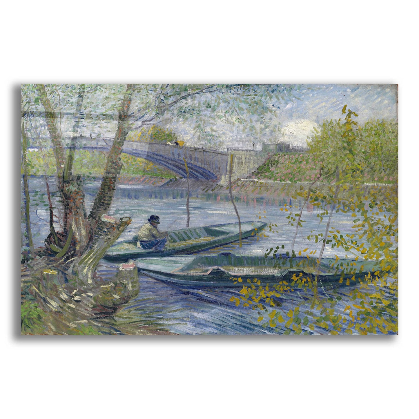 Epic Art 'Fishing In Spring, The Pont De Clichy' by Vincent Van Gogh, Acrylic Glass Wall Art,16x12