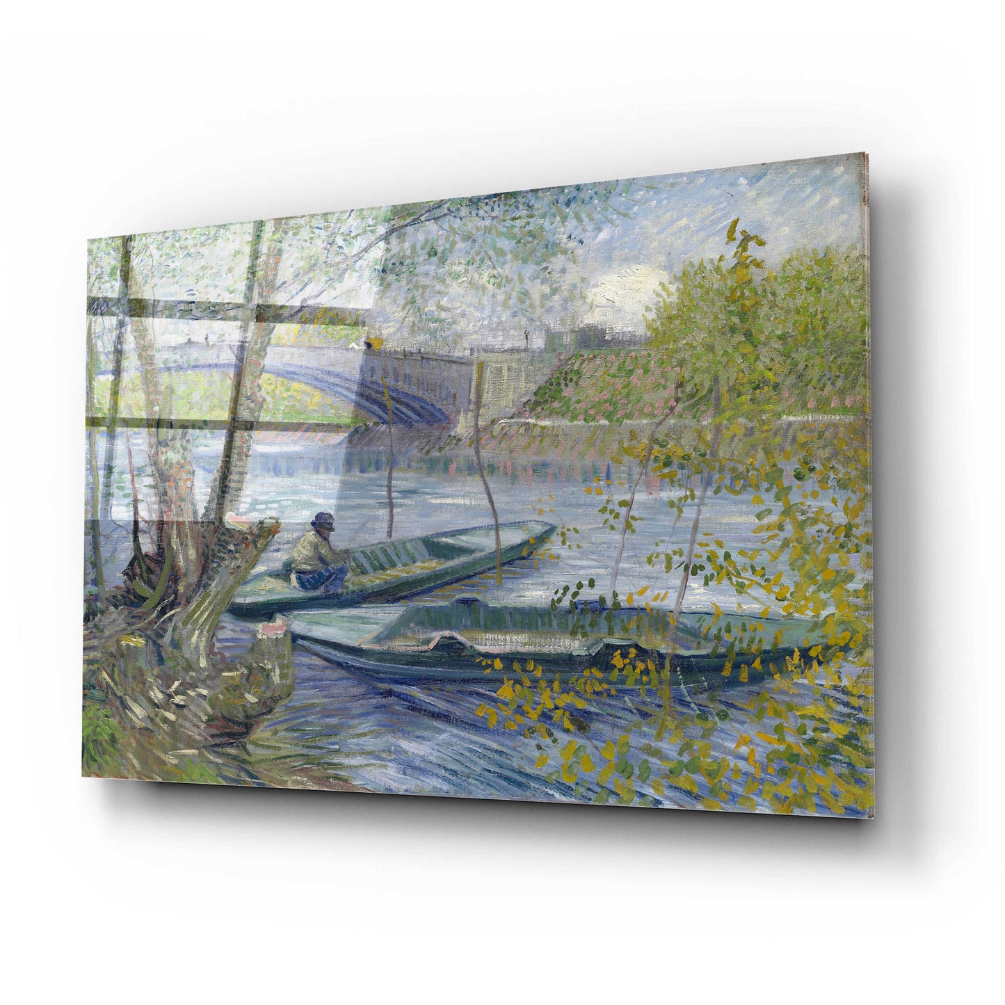 Epic Art 'Fishing In Spring, The Pont De Clichy' by Vincent Van Gogh, Acrylic Glass Wall Art,24x16