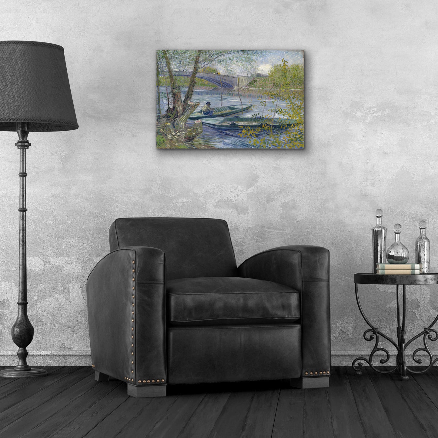 Epic Art 'Fishing In Spring, The Pont De Clichy' by Vincent Van Gogh, Acrylic Glass Wall Art,24x16