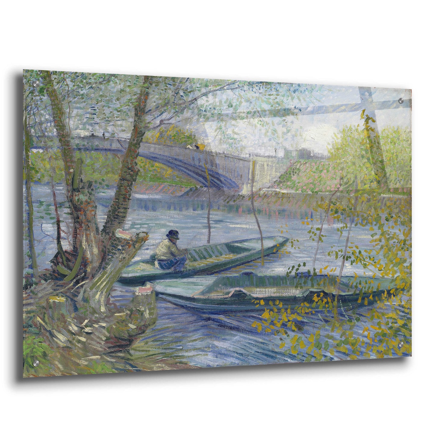 Epic Art 'Fishing In Spring, The Pont De Clichy' by Vincent Van Gogh, Acrylic Glass Wall Art,36x24