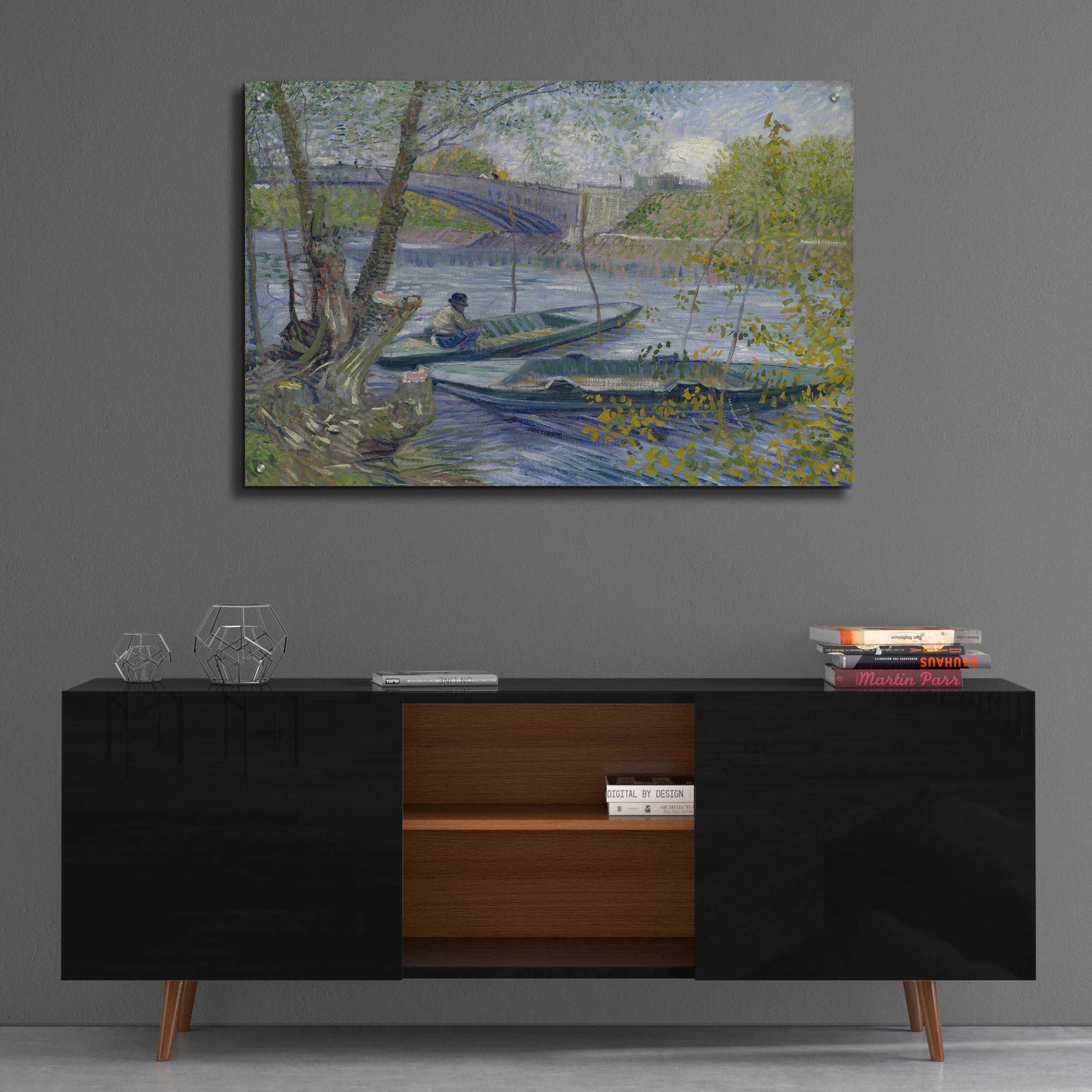 Epic Art 'Fishing In Spring, The Pont De Clichy' by Vincent Van Gogh, Acrylic Glass Wall Art,36x24