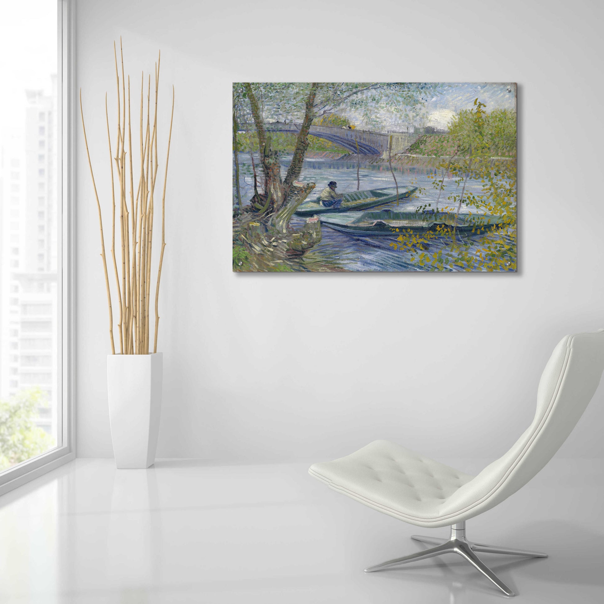 Epic Art 'Fishing In Spring, The Pont De Clichy' by Vincent Van Gogh, Acrylic Glass Wall Art,36x24