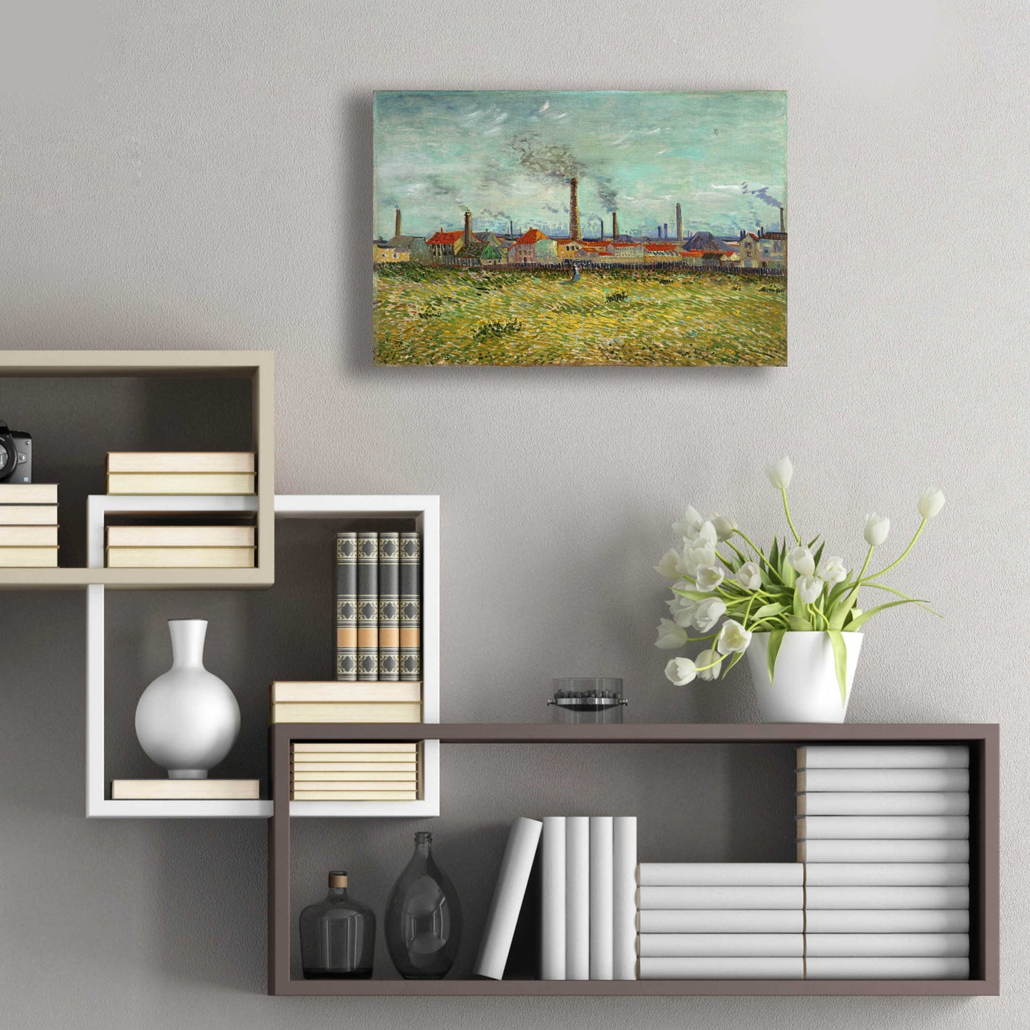 Epic Art 'Factories At Clichy' by Vincent Van Gogh, Acrylic Glass Wall Art,24x16