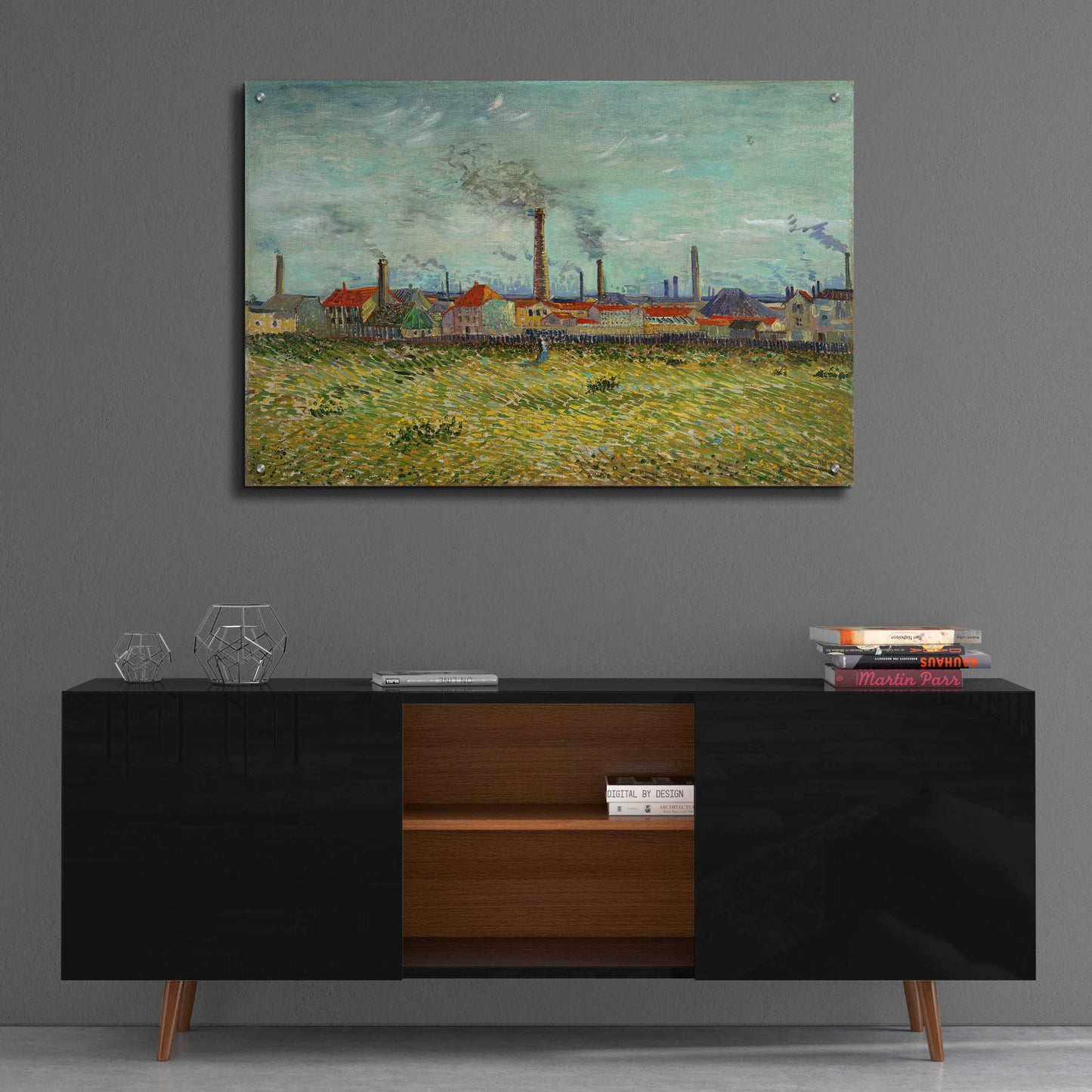 Epic Art 'Factories At Clichy' by Vincent Van Gogh, Acrylic Glass Wall Art,36x24