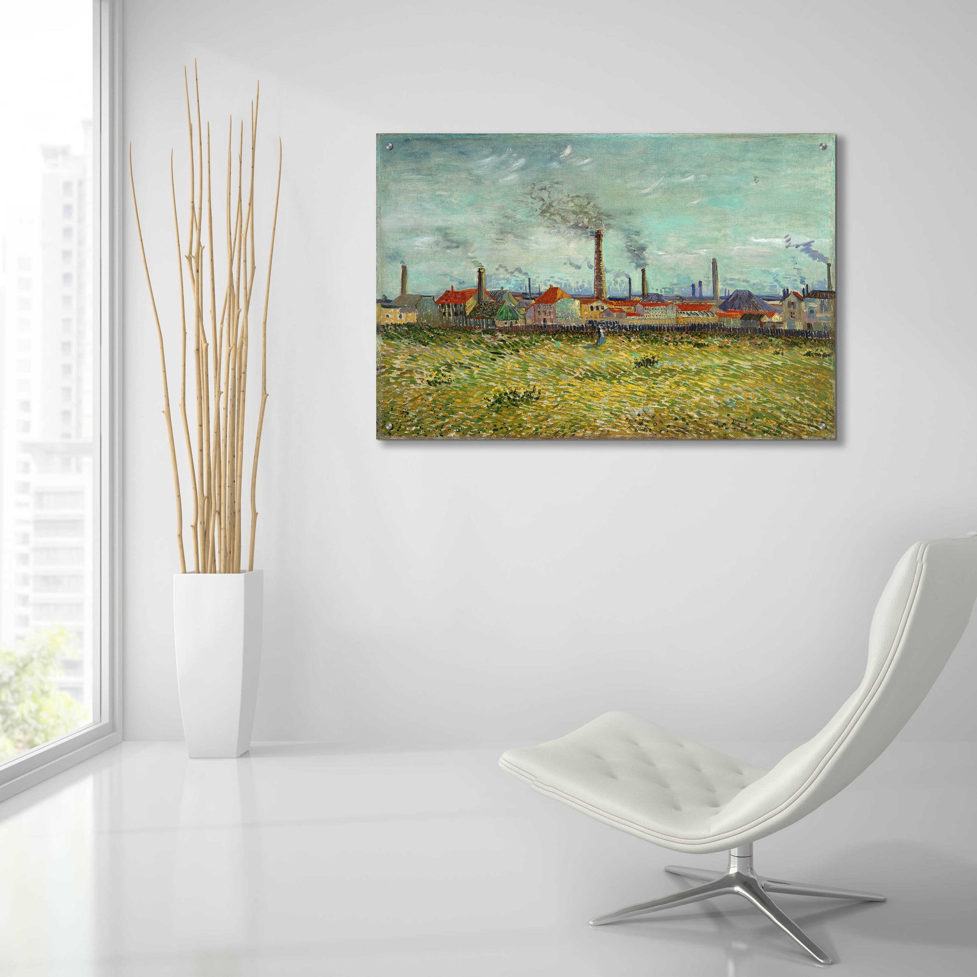 Epic Art 'Factories At Clichy' by Vincent Van Gogh, Acrylic Glass Wall Art,36x24