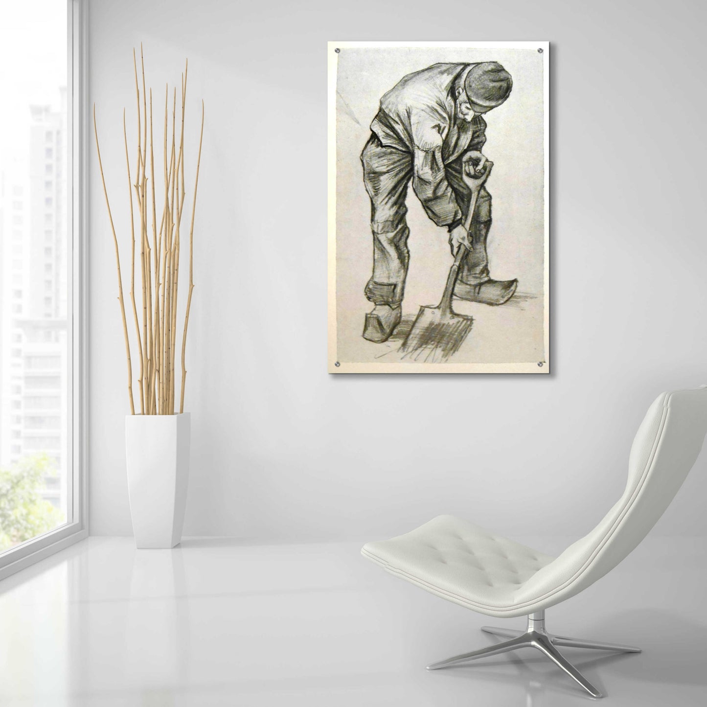 Epic Art 'Digger' by Vincent Van Gogh, Acrylic Glass Wall Art,24x36