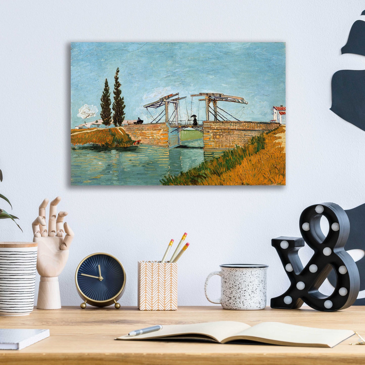 Epic Art 'Die Zugbrucke' by Vincent Van Gogh, Acrylic Glass Wall Art,16x12