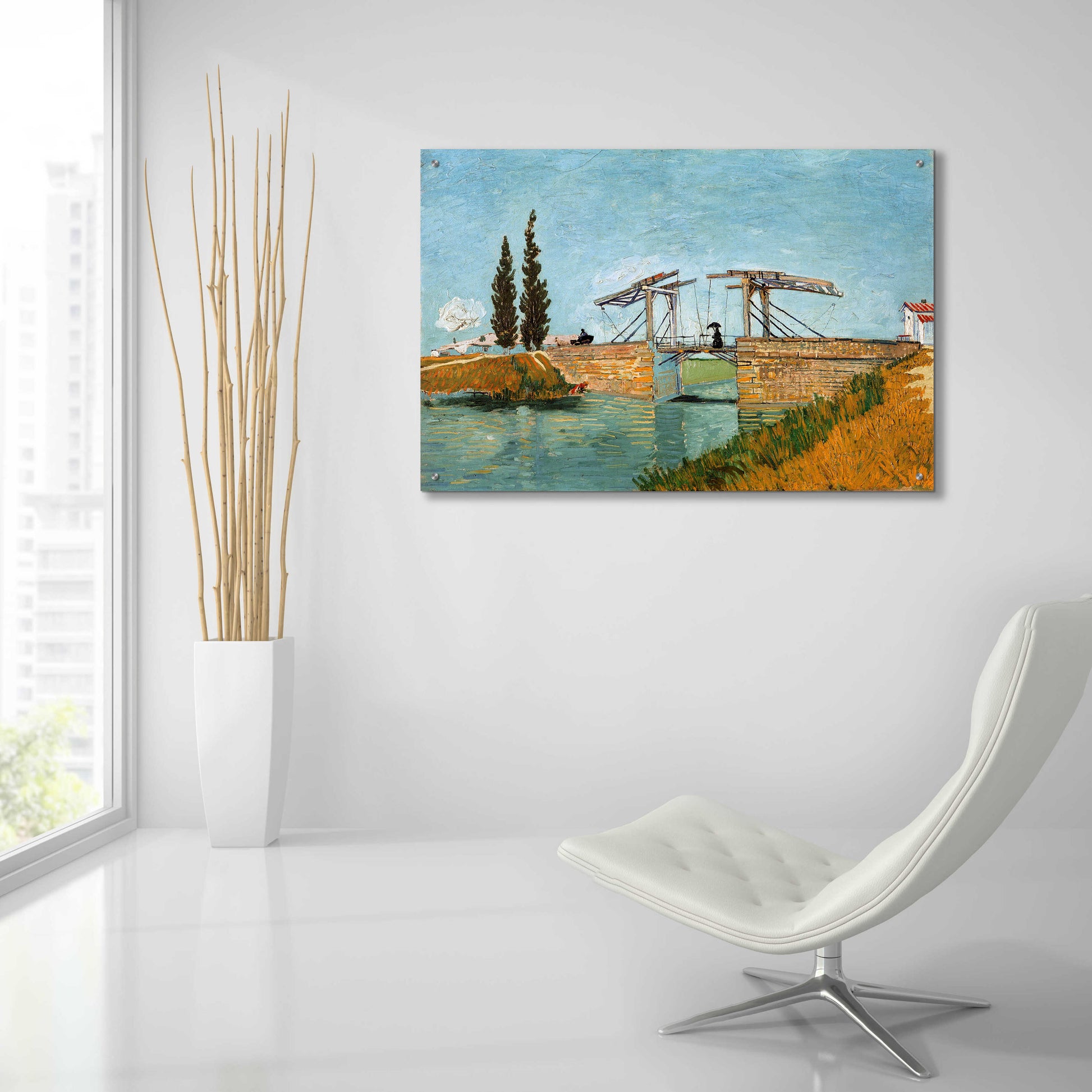 Epic Art 'Die Zugbrucke' by Vincent Van Gogh, Acrylic Glass Wall Art,36x24