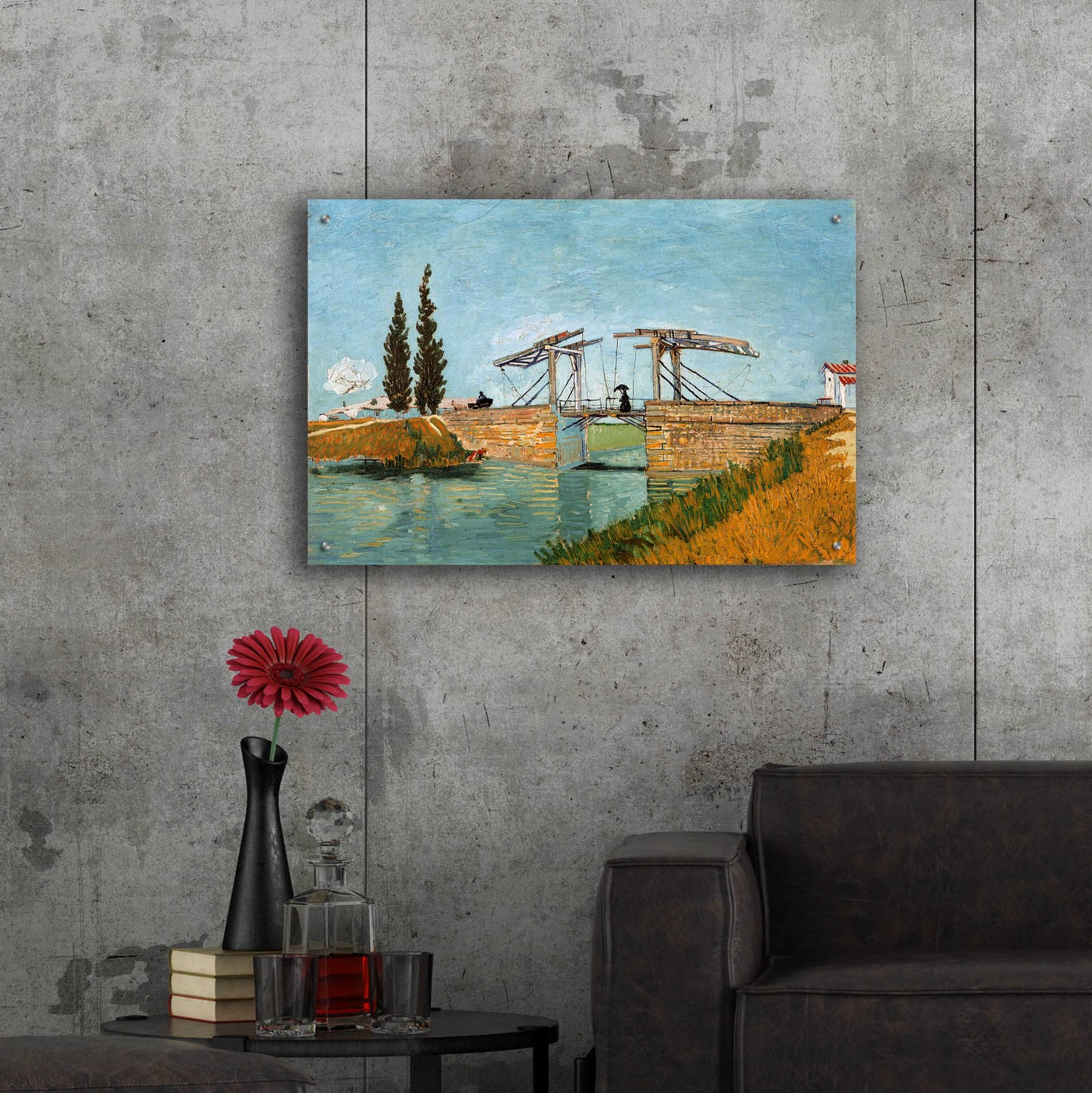 Epic Art 'Die Zugbrucke' by Vincent Van Gogh, Acrylic Glass Wall Art,36x24