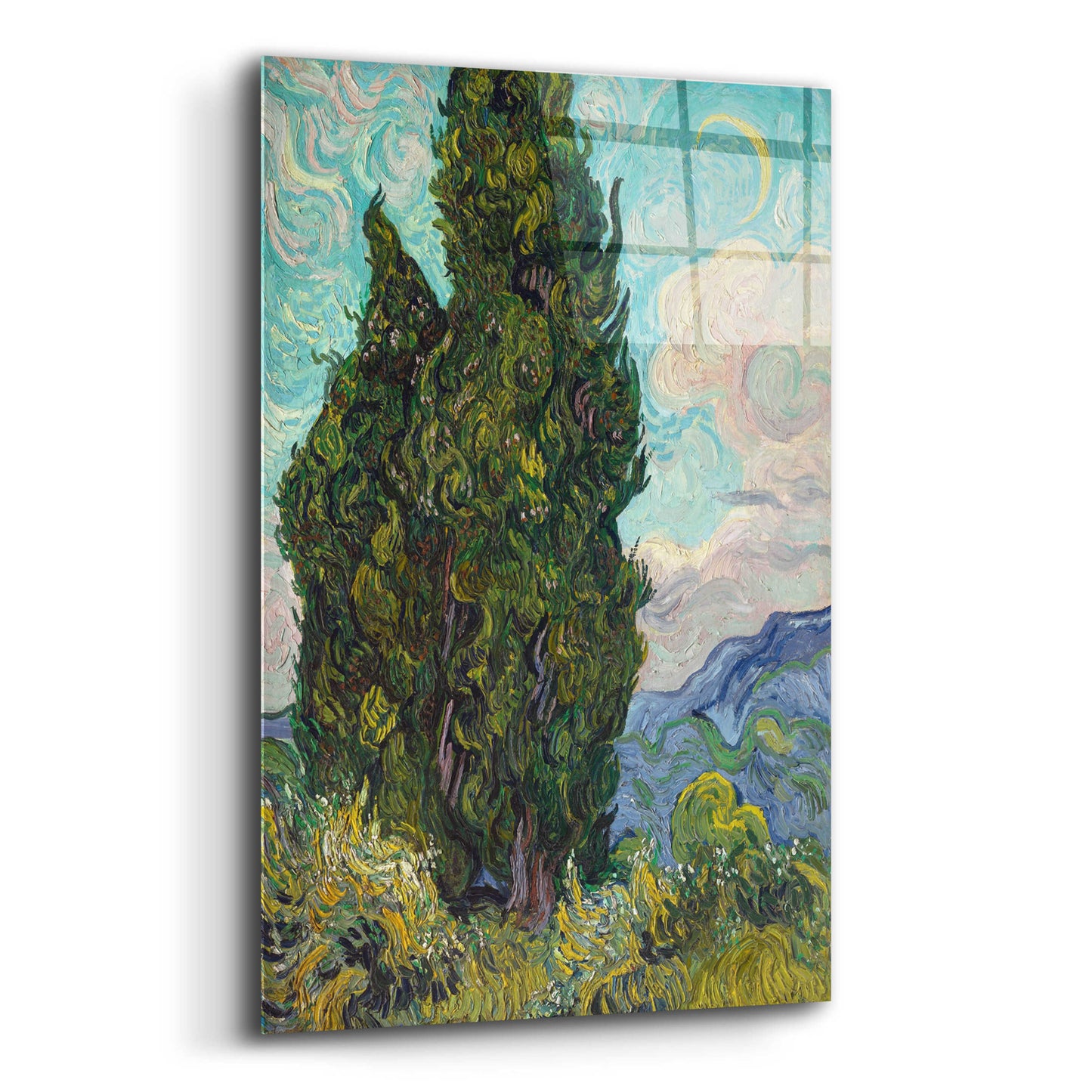 Epic Art 'Cypresses' by Vincent Van Gogh, Acrylic Glass Wall Art,12x16