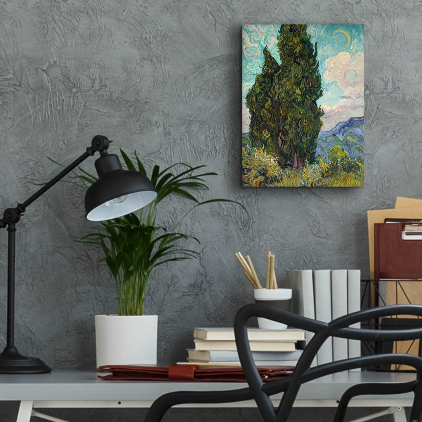 Epic Art 'Cypresses' by Vincent Van Gogh, Acrylic Glass Wall Art,12x16