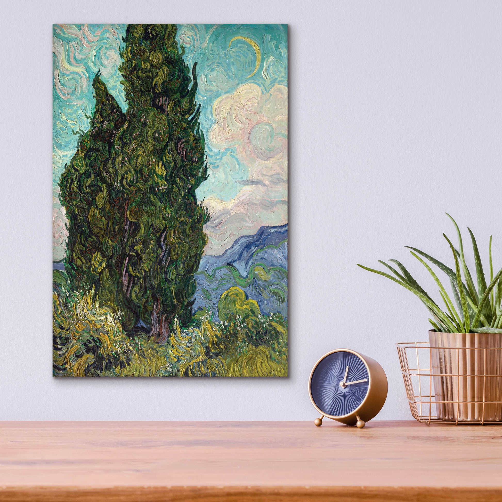 Epic Art 'Cypresses' by Vincent Van Gogh, Acrylic Glass Wall Art,12x16