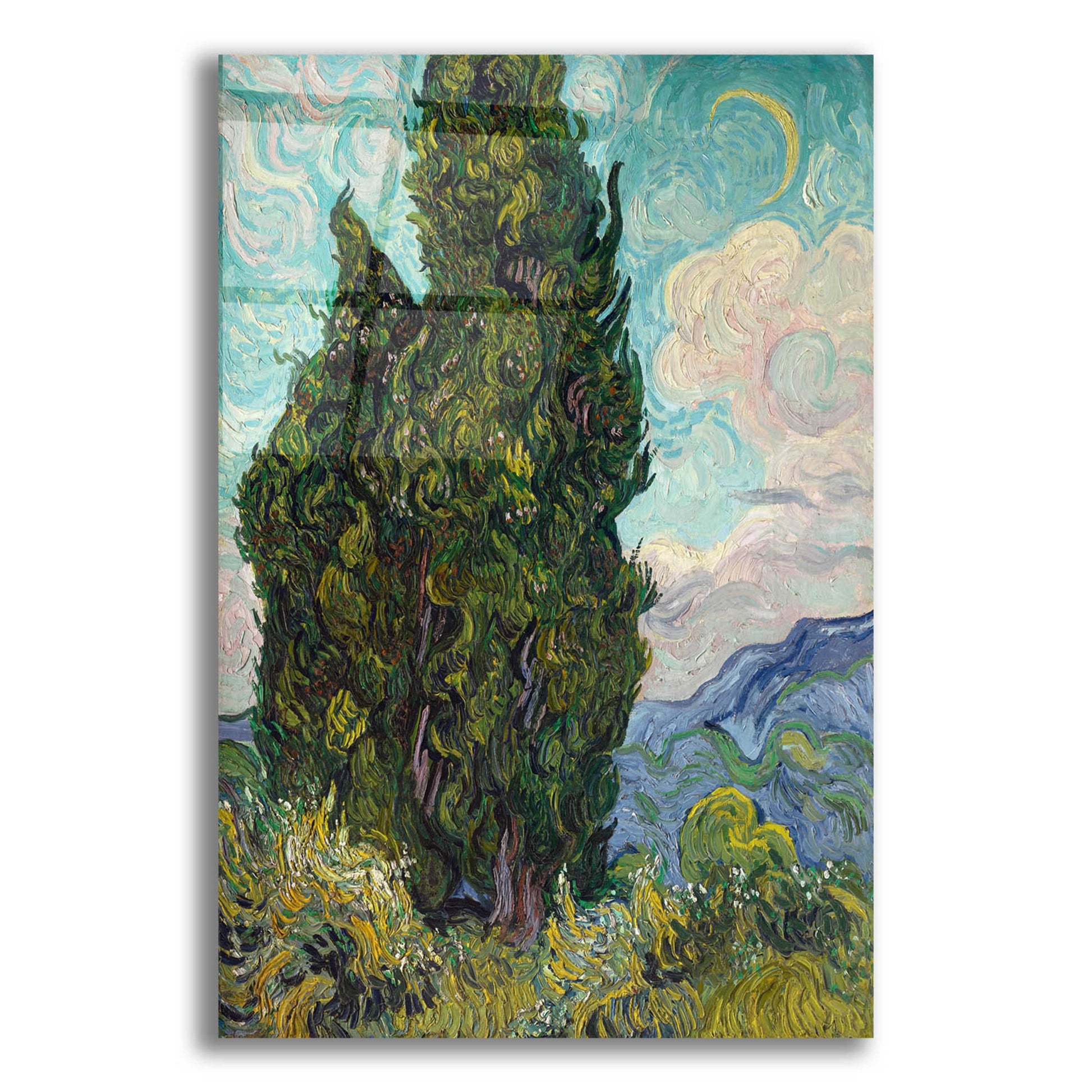 Epic Art 'Cypresses' by Vincent Van Gogh, Acrylic Glass Wall Art,12x16