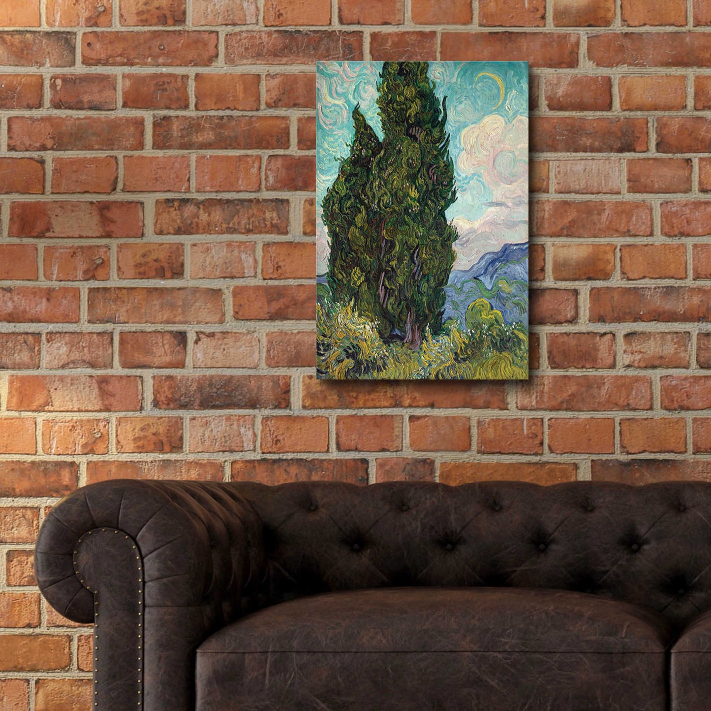 Epic Art 'Cypresses' by Vincent Van Gogh, Acrylic Glass Wall Art,16x24