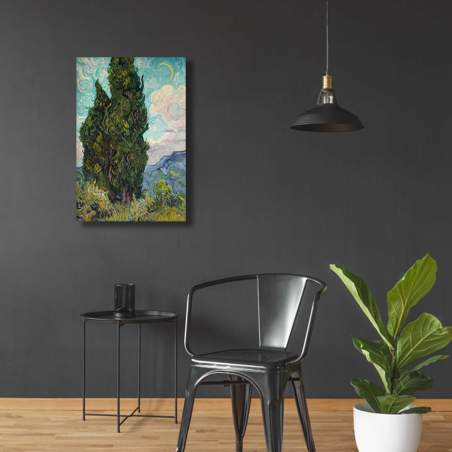 Epic Art 'Cypresses' by Vincent Van Gogh, Acrylic Glass Wall Art,24x36