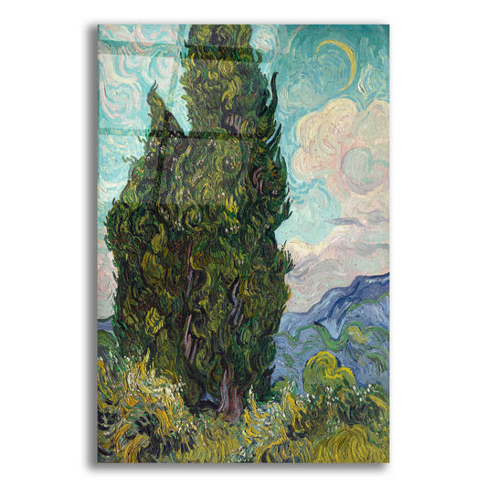 Epic Art 'Cypresses' by Vincent Van Gogh, Acrylic Glass Wall Art