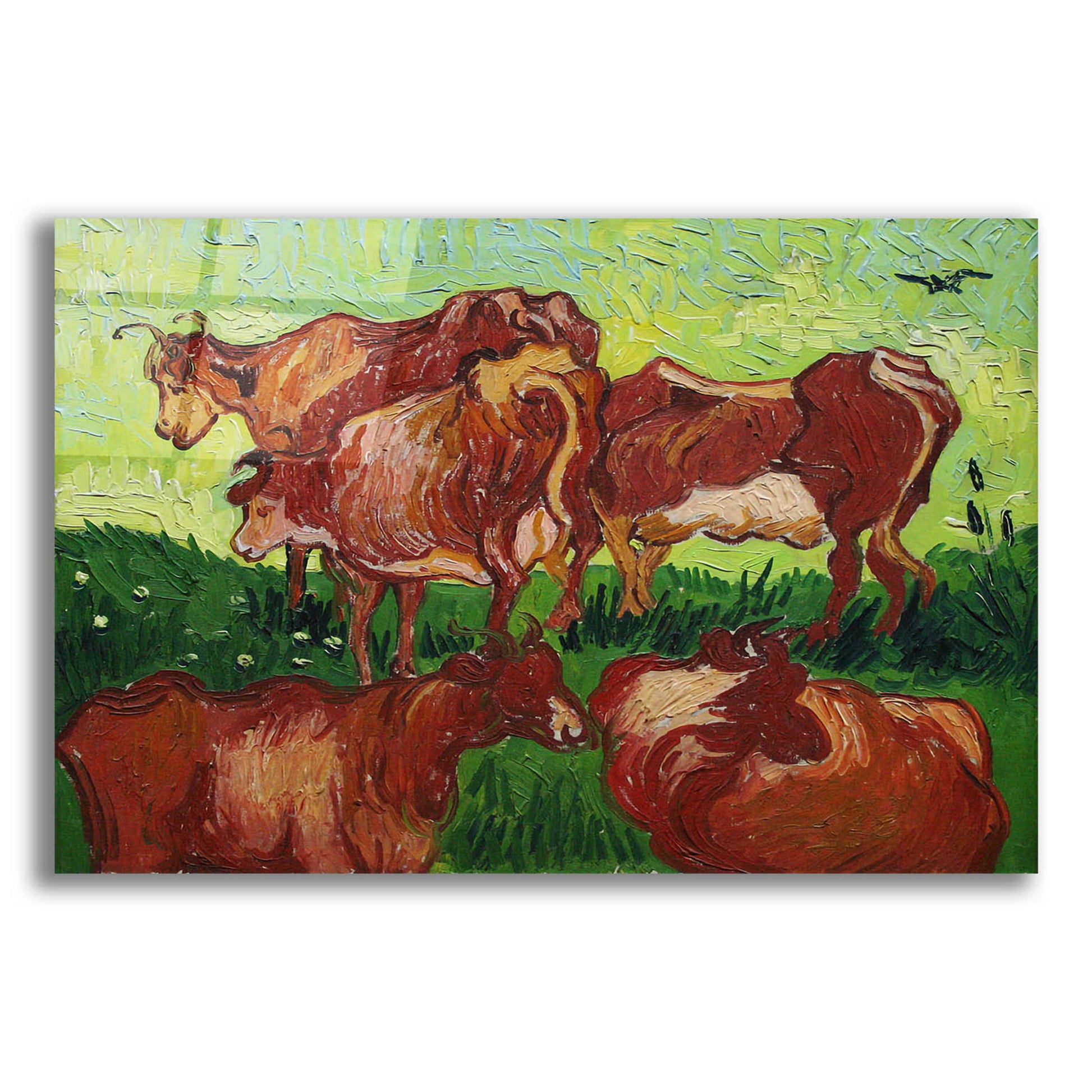 Epic Art 'Cows' by Vincent Van Gogh, Acrylic Glass Wall Art,16x12