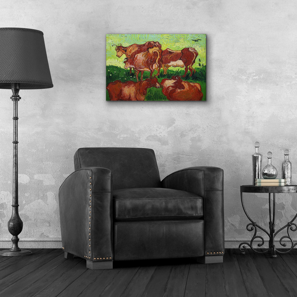 Epic Art 'Cows' by Vincent Van Gogh, Acrylic Glass Wall Art,24x16