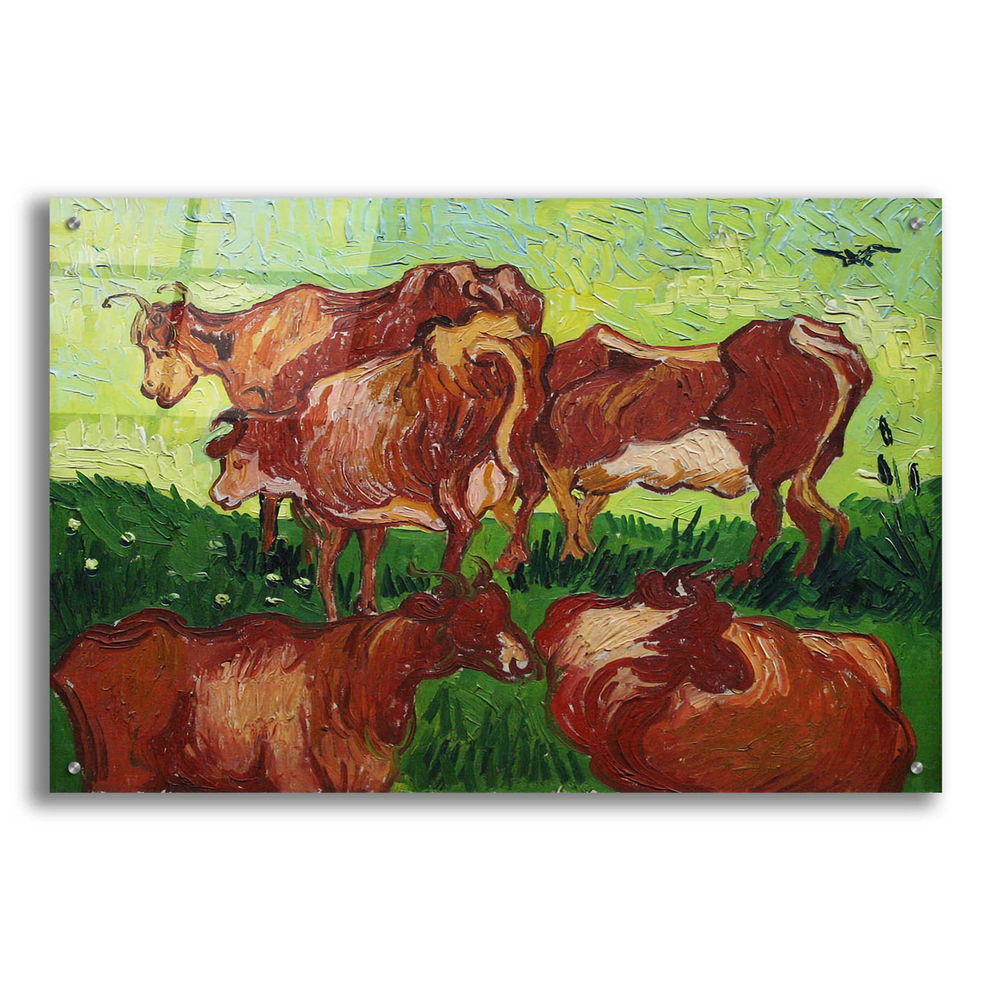 Epic Art 'Cows' by Vincent Van Gogh, Acrylic Glass Wall Art,36x24