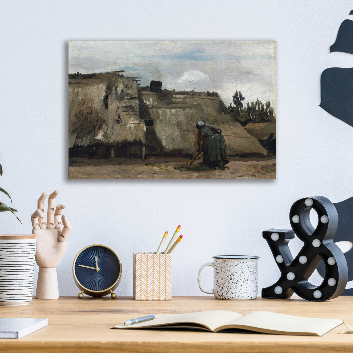 Epic Art 'A Peasant Woman Digging In Front Of Her Cottage' by Vincent Van Gogh, Acrylic Glass Wall Art,16x12