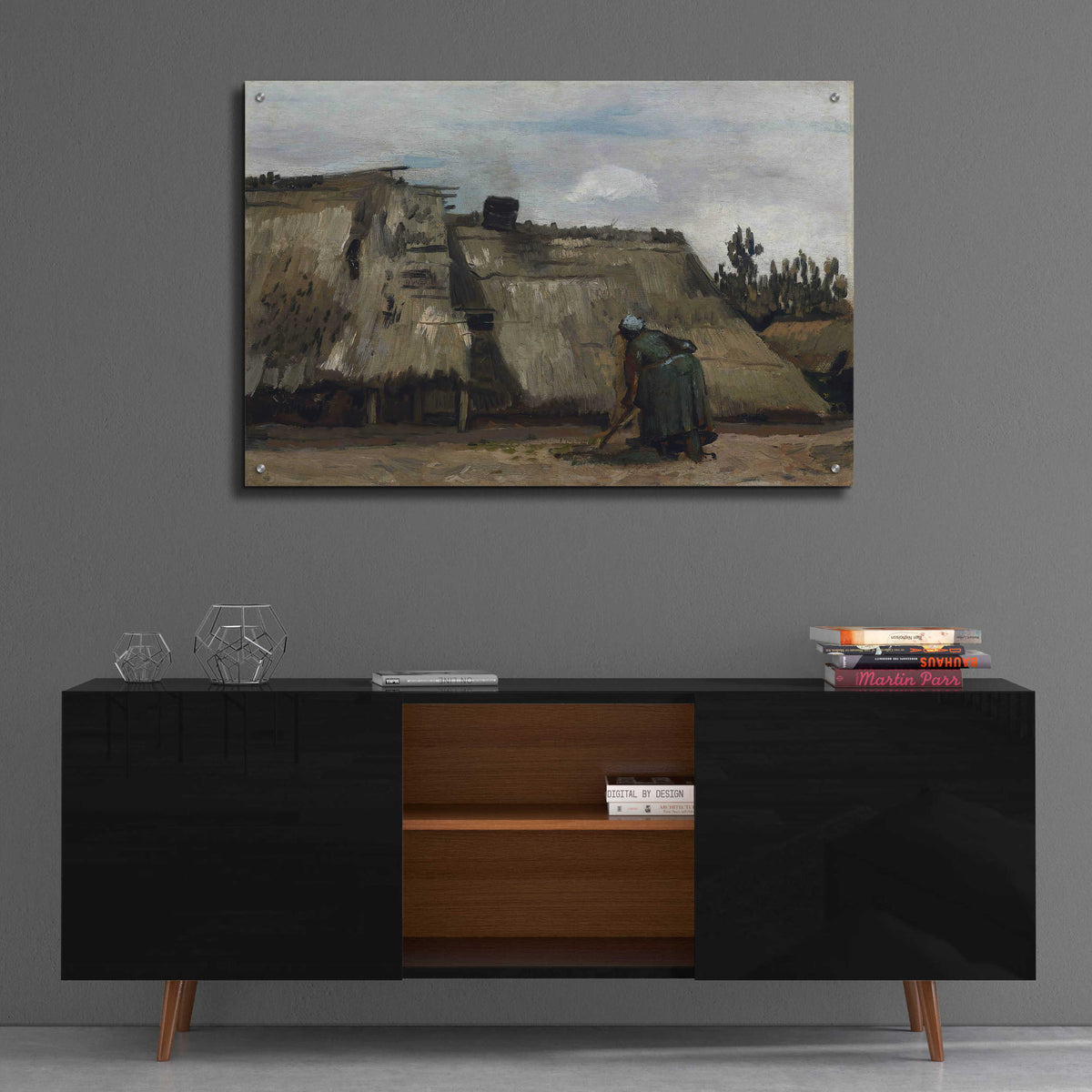 Epic Art 'A Peasant Woman Digging In Front Of Her Cottage' by Vincent Van Gogh, Acrylic Glass Wall Art,36x24