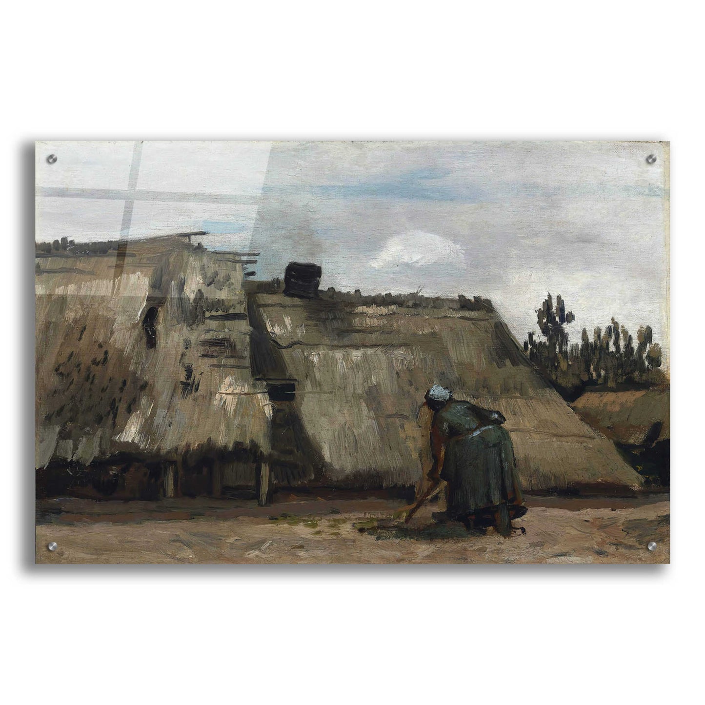 Epic Art 'A Peasant Woman Digging In Front Of Her Cottage' by Vincent Van Gogh, Acrylic Glass Wall Art,36x24