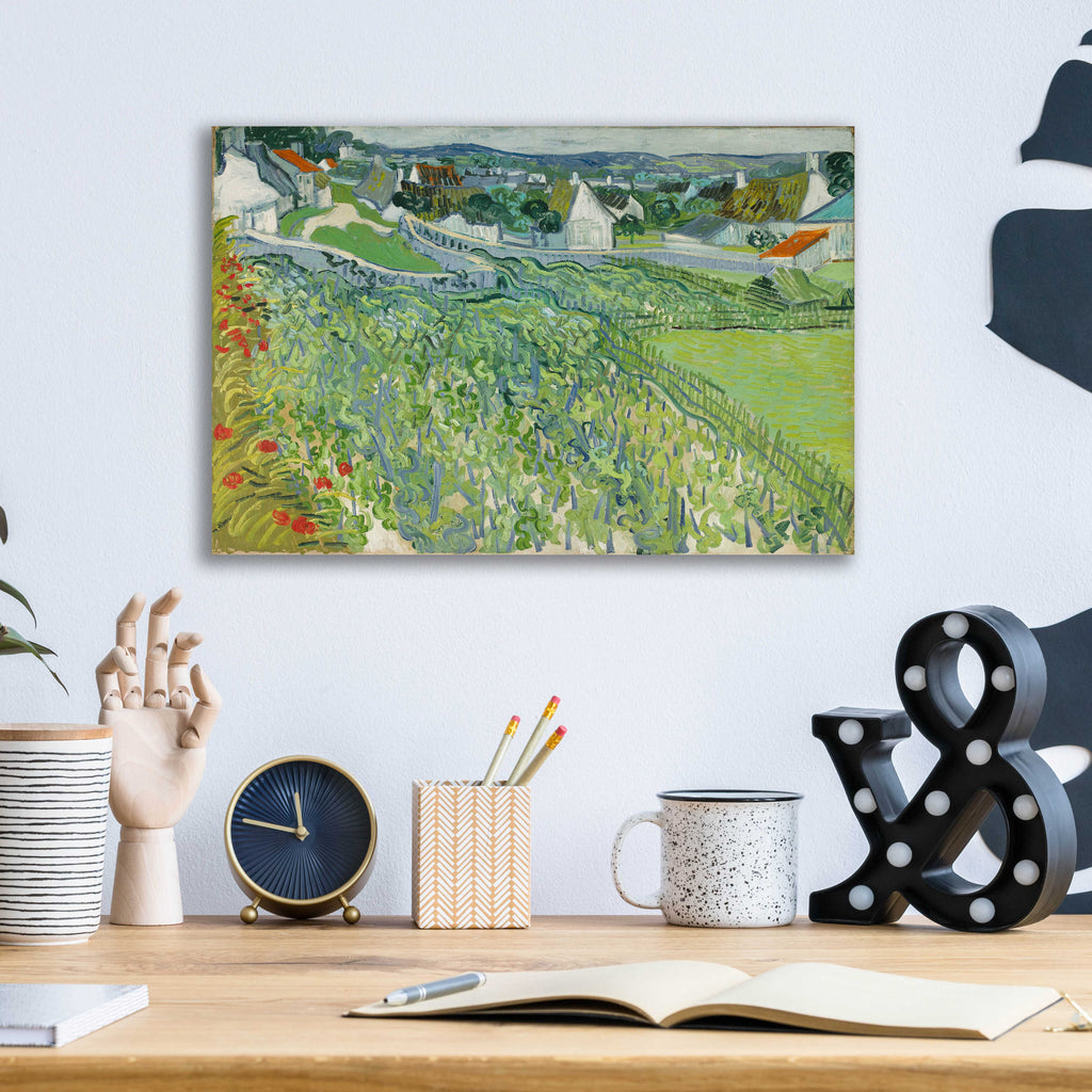 Epic Art 'Vineyards At Auvers' by Vincent Van Gogh, Acrylic Glass Wall Art,16x12