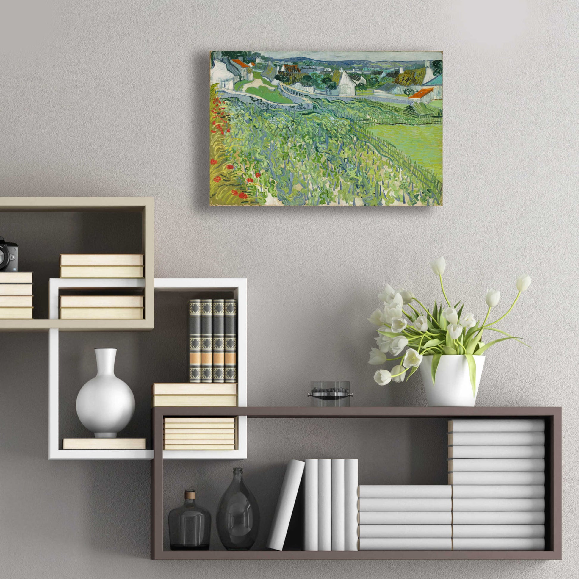 Epic Art 'Vineyards At Auvers' by Vincent Van Gogh, Acrylic Glass Wall Art,24x16