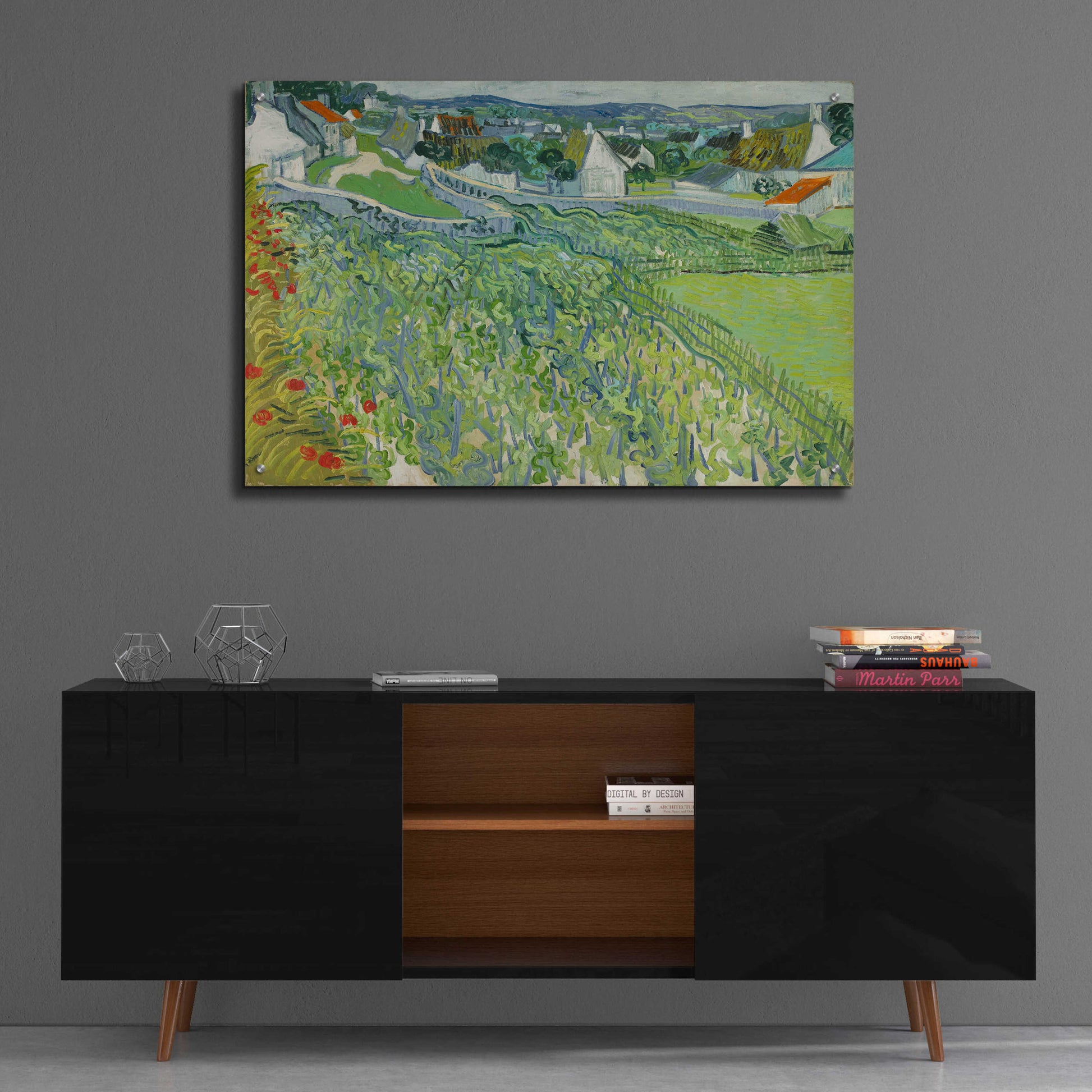 Epic Art 'Vineyards At Auvers' by Vincent Van Gogh, Acrylic Glass Wall Art,36x24