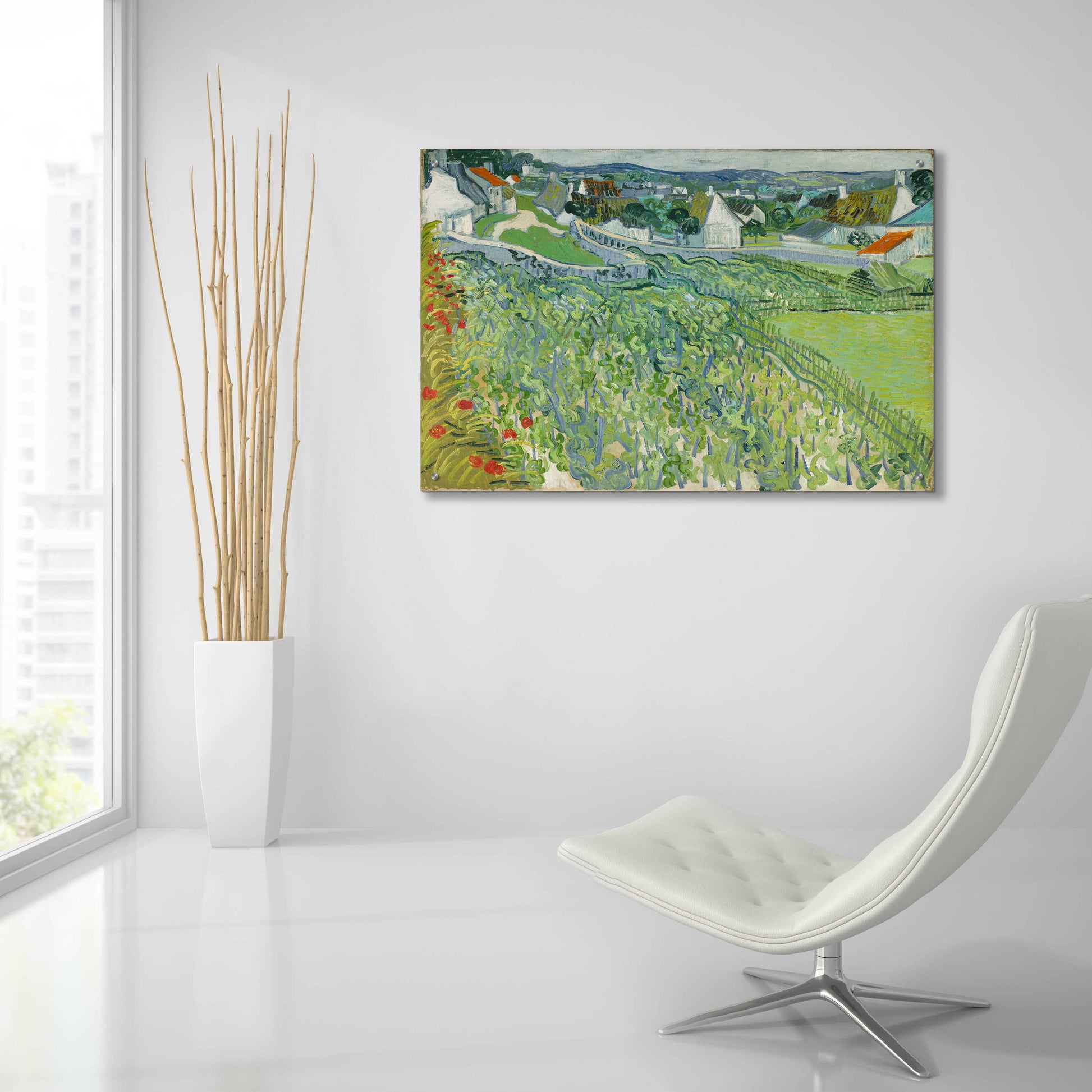 Epic Art 'Vineyards At Auvers' by Vincent Van Gogh, Acrylic Glass Wall Art,36x24