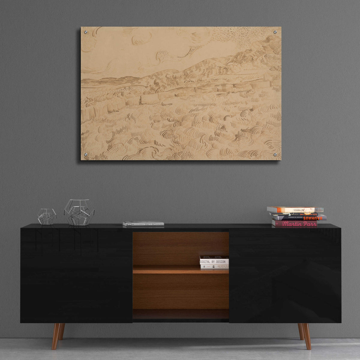 Epic Art 'The Enclosed Wheatfield After A Storm' by Vincent Van Gogh, Acrylic Glass Wall Art,36x24