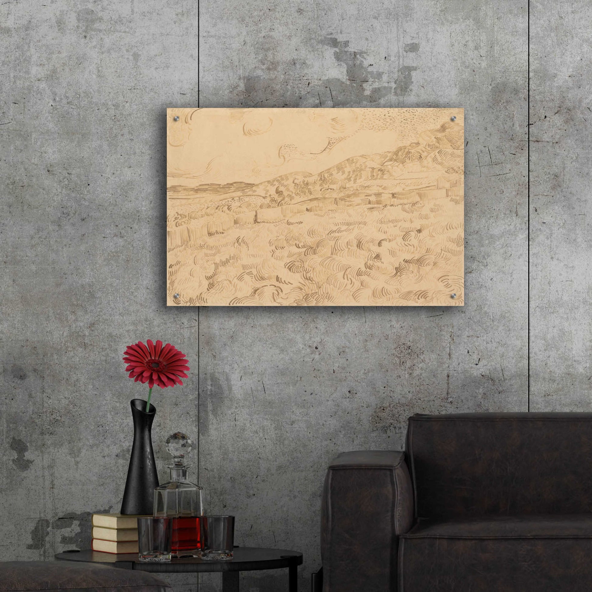 Epic Art 'The Enclosed Wheatfield After A Storm' by Vincent Van Gogh, Acrylic Glass Wall Art,36x24
