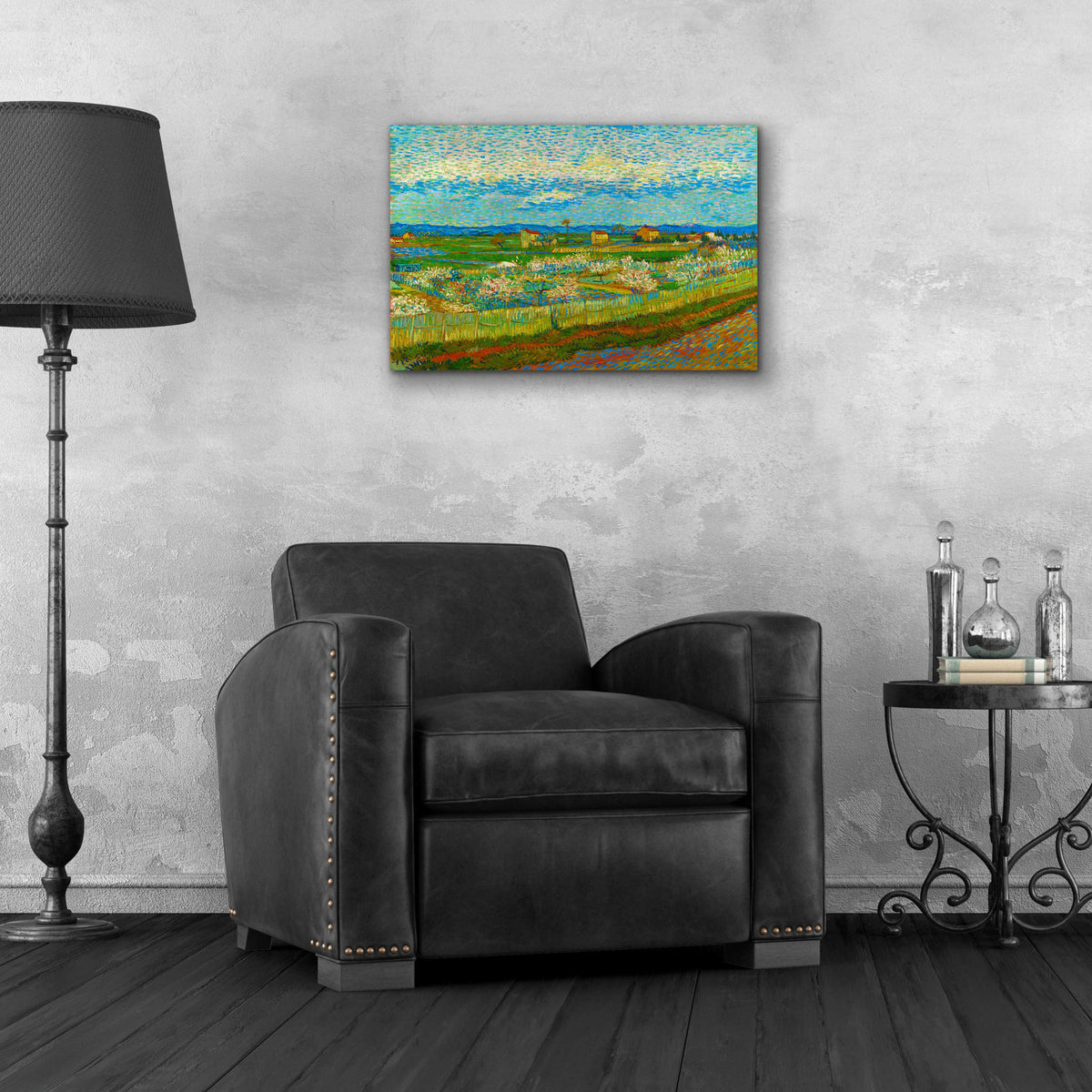 Epic Art 'Peach Trees In Blossom' by Vincent Van Gogh, Acrylic Glass Wall Art,24x16