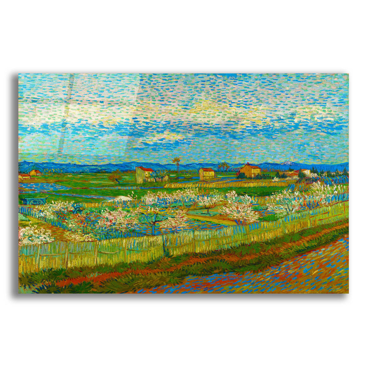 Epic Art 'Peach Trees In Blossom' by Vincent Van Gogh, Acrylic Glass Wall Art