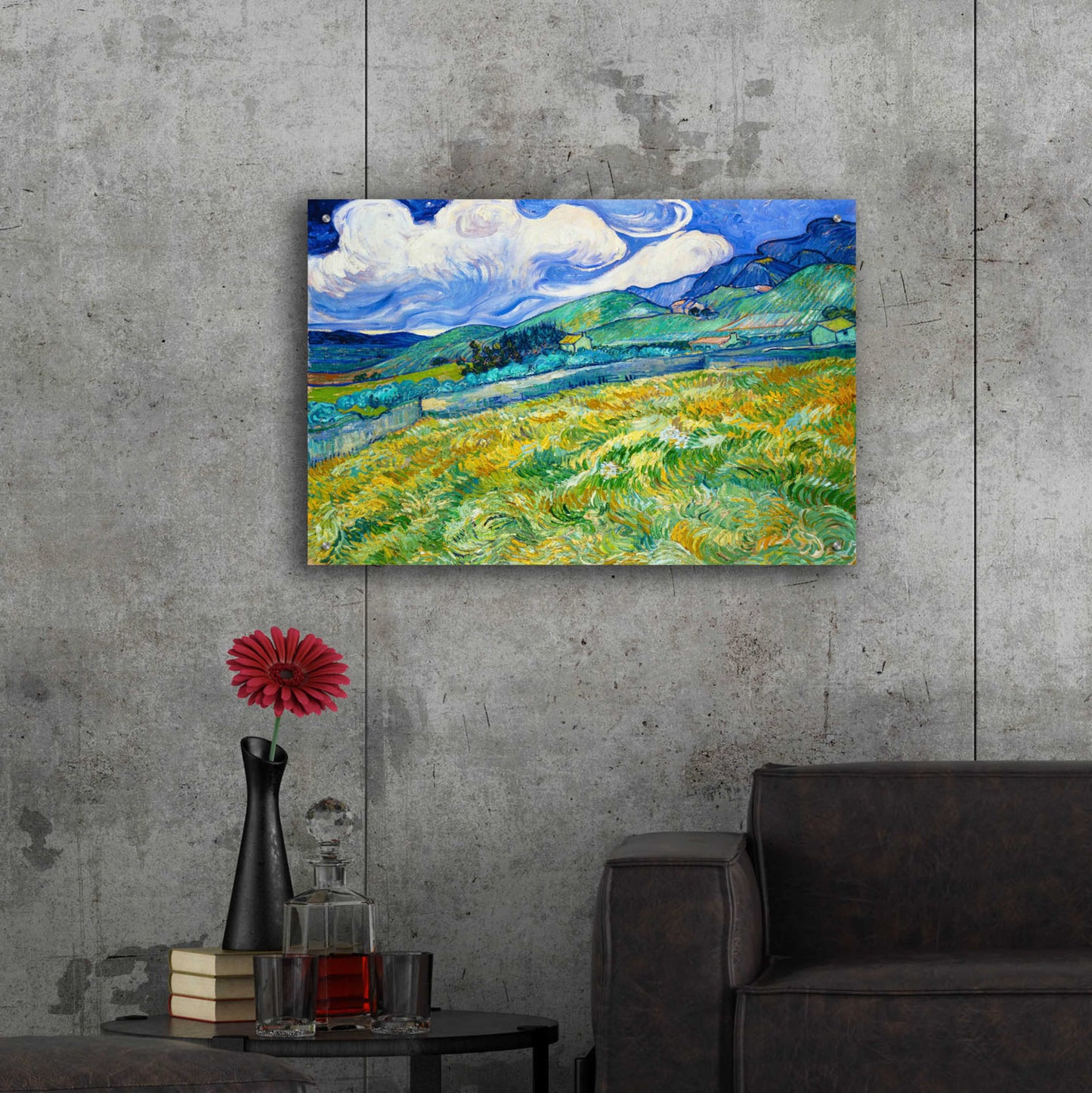 Epic Art 'Landscape From Saint-Remy' by Vincent Van Gogh, Acrylic Glass Wall Art,36x24