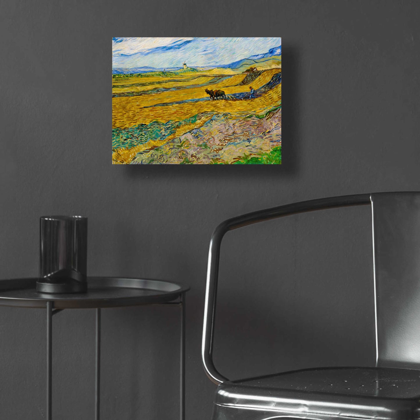 Epic Art 'Enclosed Field With Ploughman' by Vincent Van Gogh, Acrylic Glass Wall Art,16x12