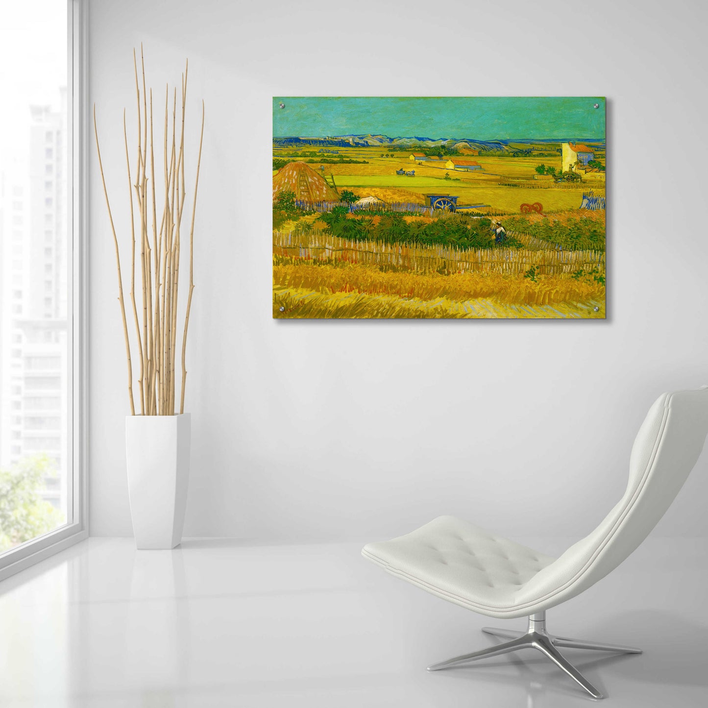 Epic Art 'De Oogst' by Vincent Van Gogh, Acrylic Glass Wall Art,36x24